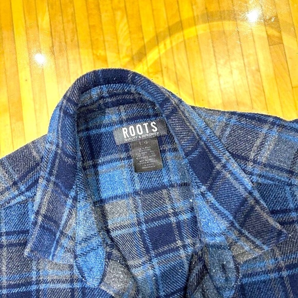 🧥Stylish Vintage ROOTS Men's Blue Plaid Jacket - Size L 🧥 - Picture 4 of 10